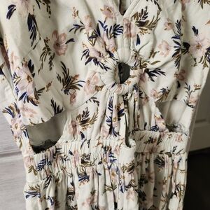 Floral Cutout Summer Dress in Cream, Pink & Navy